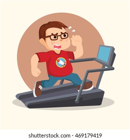 nerd running with treadmill