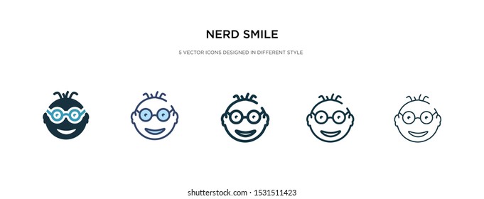 nerd smile icon in different style vector illustration. two colored and black nerd smile vector icons designed in filled, outline, line and stroke style can be used for web, mobile, ui