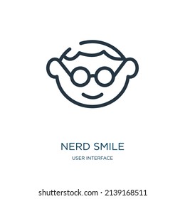 nerd smile thin line icon. nerd, smile linear icons from user interface concept isolated outline sign. Vector illustration symbol element for web design and apps.