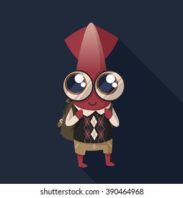 nerd squid going to school