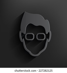 Nerd symbol on black background,clean vector