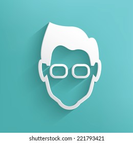Nerd symbol on blue background,clean vector