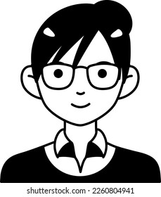 Nerd Woman boy avatar User person people glasses chignon Semi-Solid Transparent