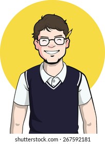 Nerd Writer Guy Mascot - Smiling