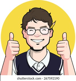 Nerd Writer Guy Mascot - Thumb up