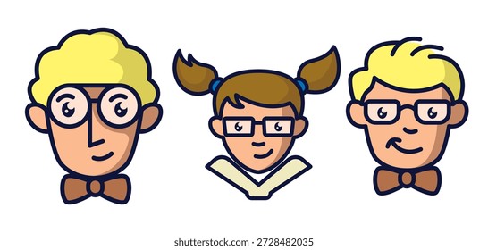 Modelo de design do logotipo da cabeça dos nerds. Adequado para design de avatar ou logotipo.