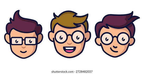 Modelo de design do logotipo da cabeça dos nerds. Adequado para design de avatar ou logotipo.