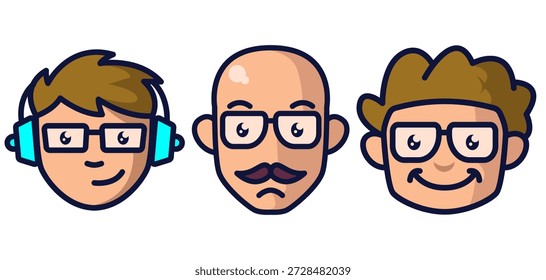 Modelo de design do logotipo da cabeça dos nerds. Adequado para design de avatar ou logotipo.