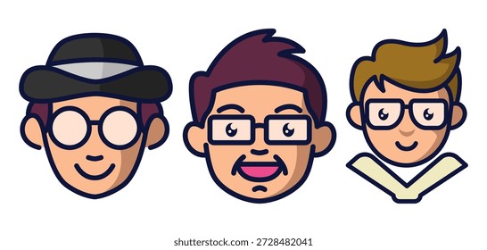 Modelo de design do logotipo da cabeça dos nerds. Adequado para design de avatar ou logotipo.