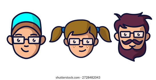 Modelo de design do logotipo da cabeça dos nerds. Adequado para design de avatar ou logotipo.