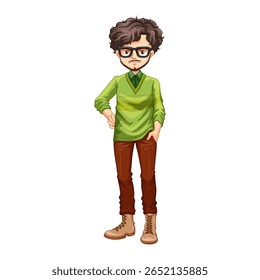 Nerdy boy character vector set.