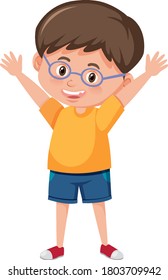 Nerdy boy in standing pose cartoon character isolated on white background illustration