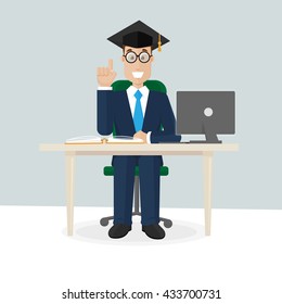 Nerdy businessman know the answer