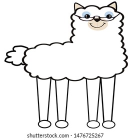 NERDY CUTE WHITE LLAMA WITH GLASSES