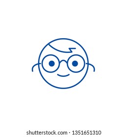 Nerdy emoji line icon concept. Nerdy emoji flat  vector symbol, sign, outline illustration.