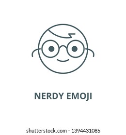 Nerdy emoji vector line icon, linear concept, outline sign, symbol