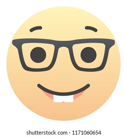 Nerdy Face with Glasses Emoticon Emoji Sign Face for Social network and apps