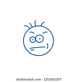 Nerdy geek emoji line icon concept. Nerdy geek emoji flat  vector symbol, sign, outline illustration.
