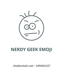 Nerdy geek emoji vector line icon, linear concept, outline sign, symbol