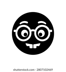 Nerdy Geeky Smile Icon Icon Isolated On White Background
