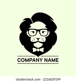 Nerdy lion logo wearing glasses and bow tie