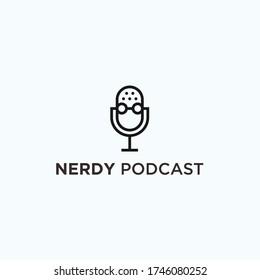 podcast con el logo de nerdy. logotipo de micrófono