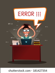 nerdy programmer get stressed because error in his program