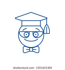 Nerdy student emoji line icon concept. Nerdy student emoji flat  vector symbol, sign, outline illustration.