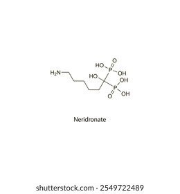 Neridronat flaches Skelett molekulare Struktur Bisphosphonat Medikament zur Behandlung von Osteoporose verwendet. Wissenschaftliches Vektorgrafik.