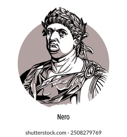 Nero - römischer Kaiser von 54, der letzte der Julio-Claudian-Dynastie. Vektorgrafik