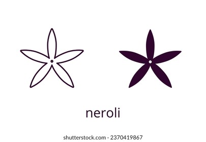 Neroli icon, line editable stroke and silhouette