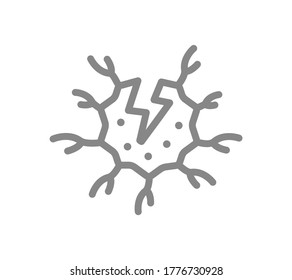 Nerve Cell With Acute Pain Line Icon. Neural Tissue Disease Symptom, Neural Atrophy Symbol