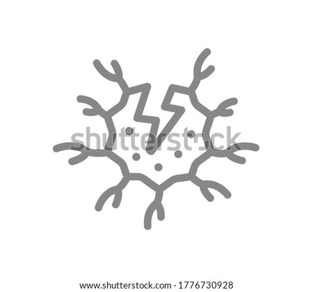 Nerve cell with acute pain line icon. Neural tissue disease symptom, neural atrophy symbol