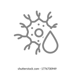 Nerve Cell With Drop Line Icon. Neural Tissue, Neurotransmitters Symbol