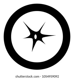 Nerve cell icon black color in circle
