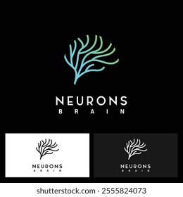 nerve cell logo design with brain concept. science logo inspiration. elegant neuron logo