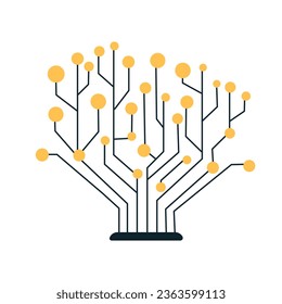 Nerve cell vector illustration. Artificial neural network technology science cloud computing. AI biology system.