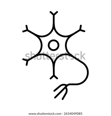 Nerve icon. Biological neuron structure is involved in nervous system transmission. Outline style. Isolated on a white background.