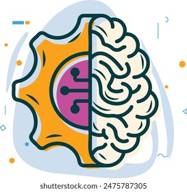 Nerve-stimulation device concept, AI Powered Brain-reading implants vector icon design, Artificial general intelligence symbol, Natural Language Processing sign, Machine Deep Learning  illustration