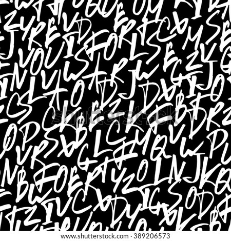 Nervious Expression Alphabet. Handwritten letters. Seamless vector pattern