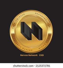 Nervos Network (CKB) crypto Currency Token Logo auf Golden Coin Black Design. Vektorgrafik für Kryptowährungssymbole und -symbole.