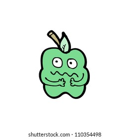 caricatura de manzana nerviosa
