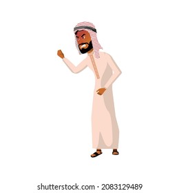 nervous arabic man threatening enemy cartoon vector. nervous arabic man threatening enemy character. isolated flat cartoon illustration