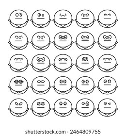 nervous bun emoji icons set vector illustration