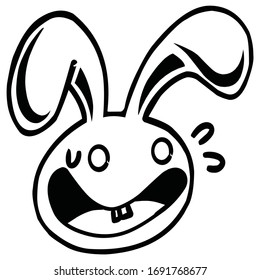 nervous bunny emoticon in vector form