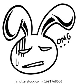 nervous bunny emoticon in vector form