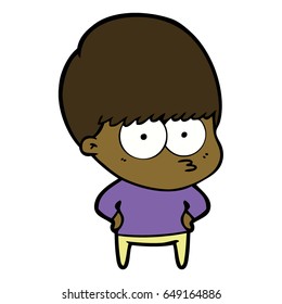 nervous cartoon boy
