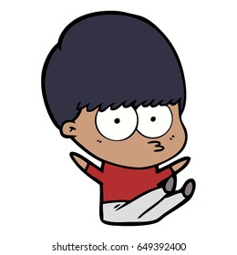 nervous cartoon boy