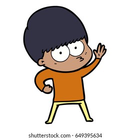 nervous cartoon boy