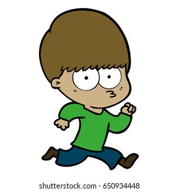 nervous cartoon boy